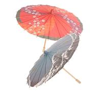 WRITWAA Lot de 2 Parapluies en Papier Huilé Japonerie Décoration Intérieure et Scène Style Classique Motifs Bleu Lune et Fleurs de Cerisier Multicolores Accessoires Créatifs pour