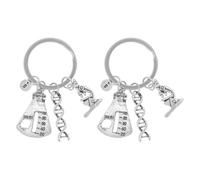 WRITWAA Lot de 2 porte-clés de biologie et de chimie : pendentif microscope et breloque de structure moléculaire, symbole scientifique, pour enseignants et de sciences