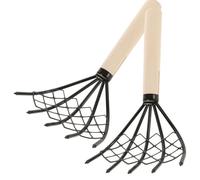 WRITWAA Lot de 2 Râteaux à Palourdes avec Manche en Bois Râteau à Filet en Acier au Carbone Outil pour Récolte de Fruits de Mer Plage