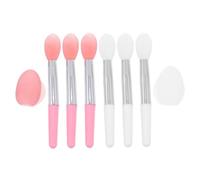 WRITWAA Lot De 2 Sets De Pinceaux à Lèvres Cosmétique 8 Pièces Pinceau Applicateur Silicone Blanc Et Rose Demi-transparent Pour Masque à Lèvres Maquillage Professionnel Usage Quotidien