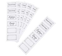 WRITWAA Lot de 24 Autocollants Transparents Amovibles pour Flacons Distributeurs de Savonnette, Étiquettes Imperméables Résistantes à L'eau Taches, Compatibles Bouteilles en Verre