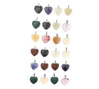 WRITWAA Lot de 24 de Cristal de Cœur Décorations Naturelles de 20 MM en Pierre de Tigre et Quartz Rose pour Décorer Votre Bureau Maison ou Projets