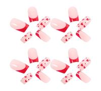 WRITWAA Lot de 24 Faux Ongles à Pression de Cœur, Couleur Rouge Vif, Onglets Courts à Couverture Complète, Kit de Nail Art pour Femmes et Adolescentes, pour Saint-valentin et Événements