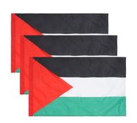 WRITWAA Lot de 3 drapeaux palestiniens : grand drapeau national double face pour événements sportifs - 90 x 145 cm - Bannière de jardin pour salle de classe, bureau, décoration extérieure