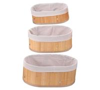 WRITWAA Lot de 3 paniers de rangement en bambou tressé - Petits paniers ovales pour jouets, serviettes - Solution de rangement de style campagnard pour garde-manger, chambre d'enfant, placards,