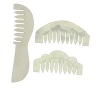 WRITWAA Lot De 3 Peignes En Jade Naturel De Massage, 3 Pièces, Tailles Rectangulaire, Dentelée Et Croissant, Massage Du Cuir Chevelu, Soins Capillaires Pour Femme