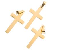 WRITWAA Lot de 3 Pendentifs Croix Dorés 17x32mm, Pendentif de Croix pour Fabrication de Bijoux, Accessoires Décoratifs Solide, pour Colliers et Bracelets DIY