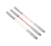 WRITWAA Lot de 3 Stylos à Sourcils Cristal Double Embout pour Maquillage Précis, Stylo Manuel Brodé en Cuivre et Aluminium, pour Opérations des Sourcils Couleur Aléatoire