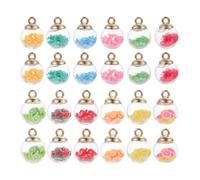 WRITWAA Lot de 30 Breloques en Verre 16mm Multicolores Étoiles et Fruits, Perles DIY pour Création Bijoux Femme, Charms Légers, pour Bracelets et Pendentifs, Accessoires Couleur Aléatoire