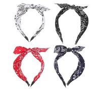 WRITWAA Lot De 4 Bandeaux De Style En Dentelle Pour Femmes Nœuds Épais Pinces À Cheveux Accessoires Pour Cheveux Larges Turbans