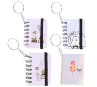WRITWAA Lot de 4 mini porte-clés pour ordinateur portable, petit carnet de voyage, porte-clés créatif miniature pour enfants, d'anniversaire, motif aléatoire, Comme sur la photo.,