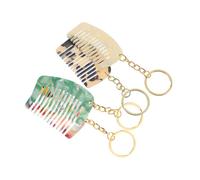 WRITWAA Lot De 4 Peignes Porte-clés Mini 5,3 Cm x 3,1 Cm En Acétate Mélange Couleurs, Peignes à Dents Larges Démêlants Pour Cheveux Bouclés, Accessoires De Voyage Féminins Polyvalents
