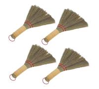 WRITWAA Lot de 4 Petits Balais à Paille Faits Main pour Bureau et Maison, Balai à Poussière en Prise Confortable et Entretien Facile