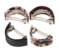 WRITWAA Lot de 4 Pinces à Cheveux Demi-cercle en Acétate, Motifs Étoiles et Écaille, Clips à Ressort Assortis pour Queue de Cheval, Accessoires pour Femmes, Coiffure Élégante