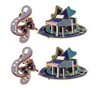WRITWAA Lot de 4 pins musicaux - Broches en métal représentant un piano et des notes de musique - Insigne d'instrument de musique pour femmes, hommes, étudiants et enseignants - Cadeau de