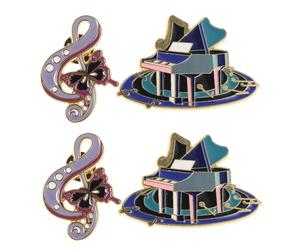WRITWAA Lot de 4 pins musicaux - Broches en métal représentant un piano et des notes de musique - Insigne d'instrument de musique pour femmes, hommes, étudiants et enseignants - Cadeau de