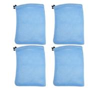 WRITWAA Lot de 4 pochettes en filet à cordon : pochettes de rangement transparentes en filet - 15 x 18 cm, bleues, pour matériel de randonnée, articles de toilette et de loisirs créatifs.