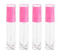WRITWAA Lot de 4 Tubes Vides de Gloss à Lèvres 8 Ml, Plastique Transparent Réutilisable, Couleur Rose Fuchsia, Rechargeables et Compacts pour Maquillage Lèvres, Voyage et Trousse