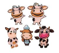 WRITWAA Lot de 5 Écussons Brodés Hydrosolubles Motif Vache, Appliques en Tissu pour Vêtements, Patchs Décoratifs Animaux, Taille Standard, Style Aléatoire, pour