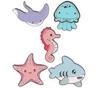 WRITWAA Lot de 5 Épingles de Col en Alliage de Zinc Forme Animaux Marins, Épingles Décoratives Cartoon pour Paquet à Dos, pour Fêtes de Noël
