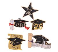 WRITWAA Lot de 5 insignes de remise de diplôme 2026 - Insignes en émail représentant une toque et un diplôme - Cadeaux de félicitations pour les fêtes de fin d'études