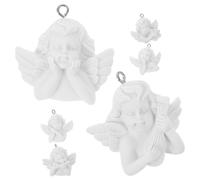WRITWAA Lot de 6 Breloques Anges en Résine Argentée, Mini Statues Baroques Ailes, Pendentifs DIY pour Boucles D'oreilles, Bracelets et Porte-clés, Accessoires Fabrication Bijoux