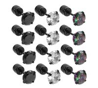 WRITWAA Lot de 6 Paires de Puces D’Oreilles en Titane pour Hommes et Femmes Petites Boucles D’Oreilles en Zircone Cubique Noire Blanche et Colorée Bijoux Légers et Polyvalents pour