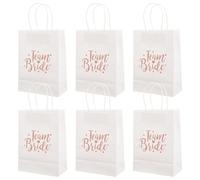 WRITWAA Lot de 6 Paquet Présents Mariage Team Bride Blancs en Papier Paquet à Bonbons Multi-Usages pour Invités Adultes pour Fêtes Cérémonies et Décorations