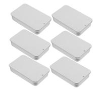 WRITWAA Lot De 6 Petites Boîtes Blanc à Couvercle Coulissant 70x42x15mm Organisateur De Rangement En Métal Boîte à Bonbons Design Compact Et Fournitures D'art Rangement Pratique Et Portable