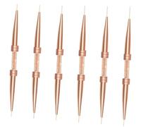 WRITWAA Lot de 6 Pinceaux Nail Art en Rose Doré Stylo Liner Double Tête Outils de Manucure pour Peinture et Décoration des Ongles Pratique et Élégant