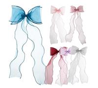 WRITWAA Lot de 6 Pinces à Cheveux en Organza avec Nœuds Légers et Élégants pour Filles et Femmes, Accessoires pour Mariages, Fêtes et Séances Photo