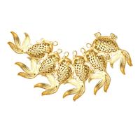 WRITWAA Lot de 6 Porte-Clés Pendentifs Décoratifs en Laiton Creux de Poisson Rouge Mini Breloques Artisanales pour Bricolage Bijoux DIY et Décoration Créative