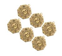 WRITWAA Lot de 6 Porte-clés Pendentifs Huit Diagrammes en Cuivre Vintage, Charme Ornemental Unisexe, Breloques Décoratives de Sécurité, Style Rétro, pour Décoration Artisanale et Présent