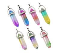 WRITWAA Lot De 7 Pendentifs En Verre Dégradé Multicolore Pour Fabrication De Bijoux Diy, Accessoires Suspendus Hexagonaux Double, Pour, Bracelet, Présent Anniversaire Grand-mère