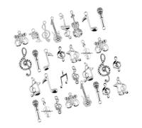 WRITWAA Lot De 70 Breloques Note De Musique En Alliage Argenté Pour Diy Bijoux, Accessoires De Création Pour Bracelets Et Colliers, Décoration Artisanale Polyvalente, Bijouterie Musicale