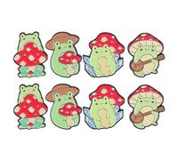 WRITWAA Lot de 8 broches grenouilles et champignons mignonnes : badges en métal animaux de dessin animé pour accessoires de sac à dos - Jolis bijoux à épingler pour gilet, chapeau, fête, cosplay