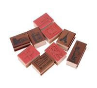WRITWAA Lot de 9 Tampons en Bois Vintage Numérotés 1 à 9, Motifs Architecture Européenne, pour Scrapbooking, Décoration Journaux Intimes et Loisirs Créatifs, Accessoires DIY pour Fêtes et