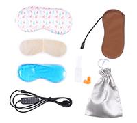 WRITWAA Masque de Sommeil USB Soie Double Face Masque Chauffant pour Yeux Ajustable avec Compresse Chaude Atténue la Fatigue Oculaire pour Maison Bureau Voyages