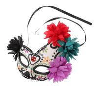 WRITWAA Masque Mexicain Jour des Morts Léger Demi-visage Décoré de Fleurs pour Bal Masqué Carnaval Halloween Fête Adulte