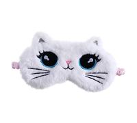 WRITWAA Masque pour les yeux pour chats pour enfants velu joli masque pour les yeux Noir masque yeux masques pour les yeux endormis mignons Masque pour les yeux pour dormir Peluche blanche