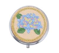 WRITWAA Mini Pilulier Brodé Rond Métal Compartiments Étanches pour Rangement Portable de Pilules et Bijoux Design Élégant et pour Voyage et Poche