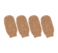 WRITWAA Moufles Exfoliants Corps en Lin Khaki, Lot de 4 Pièces, Riches en Mousse, Portables, Dos Visage Lors de Voyages en Camping ou Séjours à L'hôtel