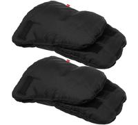 WRITWAA Moufles Isolantes pour Poussette d'hiver Coupe-Vent et Doublure Polaire Épaisse Manchons Détachables en Tissu Oxford Noir Protection Mains Chaud pour Poussette Accessoires