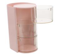 WRITWAA Organiseur de Maquillage Rotatif Couches Rose Rangement Robuste pour Pinceaux et Cosmétiques Support de Bureau et Stable Boîte Poussière pour Coiffeuse et Bureau