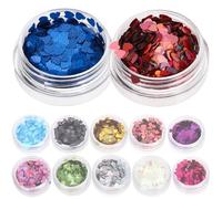 WRITWAA Paillettes pour Ongles de Cœur 12 Boîtes 2 G par Boîte Paillettes Autocollantes Visage Décoration Nail Art Fête Carnaval Anniversaire