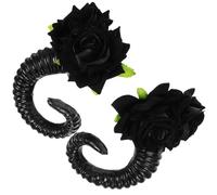 WRITWAA Paire de Pinces à Cheveux Cornes de Mouton et Fleurs Gothiques en Plastique Noir Style Élégant et Mystérieux Accessoires pour Cosplay et Shooting