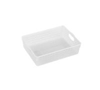 WRITWAA Panier de Rangement Plastique Blanc Petit Organiseur de Bureau pour Fichiers Panier Perforé Rigide Rangement Papeterie et Accessoires pour Maison et Bureau