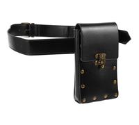WRITWAA Paquet Banane de Sport Noir en PU Capacité Adaptée et Confortable à Porter, Pochette de Ceinture Vintage Style Punk et Polyvalent pour Activités de Plein Air