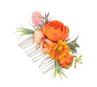WRITWAA Peigne à Cheveux Floral Orange pour Mariée Accessoire de Tête Boho Fait Main Décoration et Pratique pour de Mariage et Photographie de