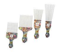 WRITWAA Peigne à Huile Métallique Vintage Lot de 4 Peigne à Démêler pour Coiffure et Hommes pour Cheveux Bouclés et Raides